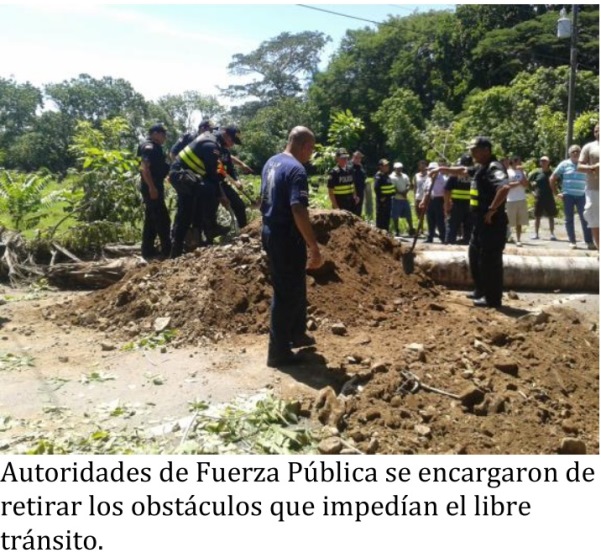 Fuerza publica levanta bloqueo en Paquera campo ferial 01 jul 2015