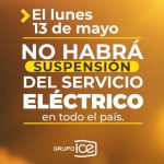 Lunes 13 de mayo no habrá suspensión del servicio eléctrico en el país